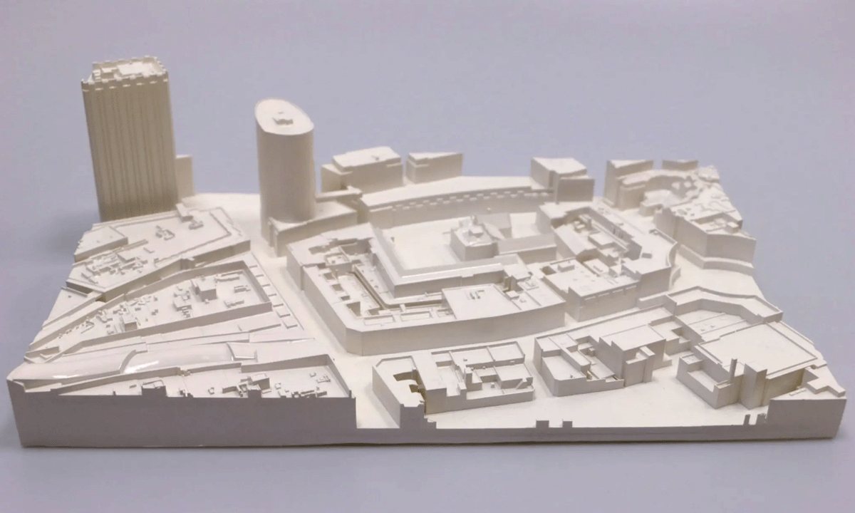 Makieta centrum Katowic w skali 1:400 z druku 3D