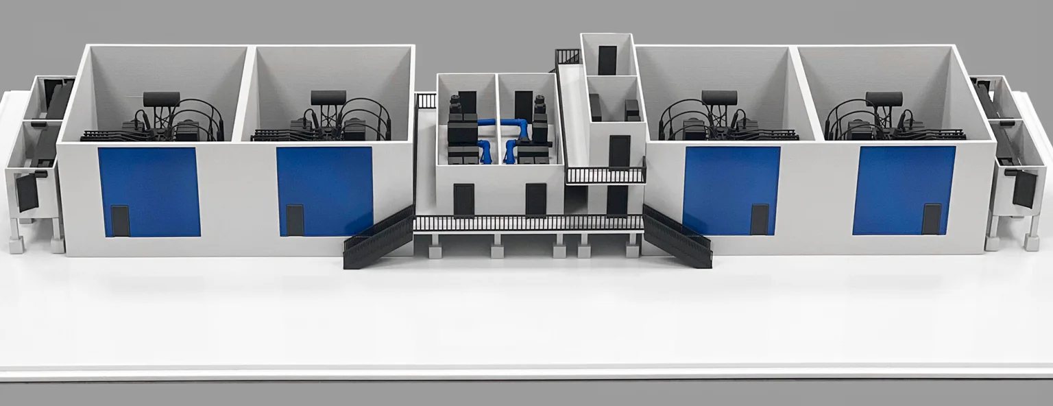 Makieta stacji transformatorowej z druku 3D w czterech technologiach