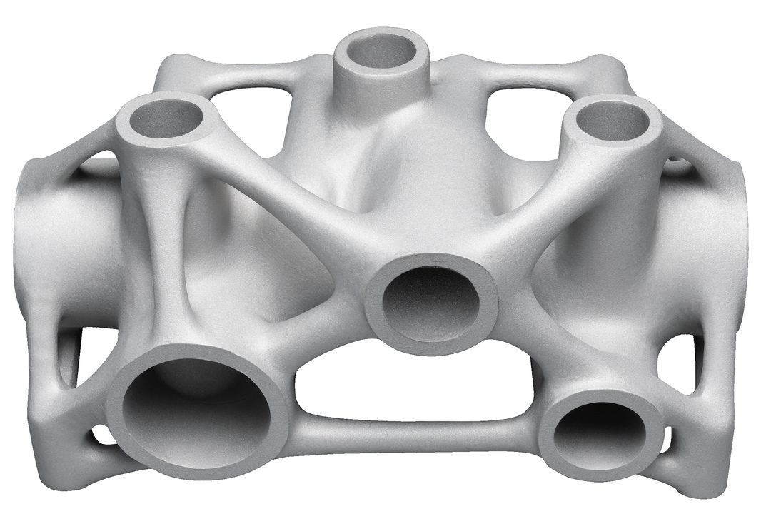 Zawór po optymalizacji topologii drukowany z metalu