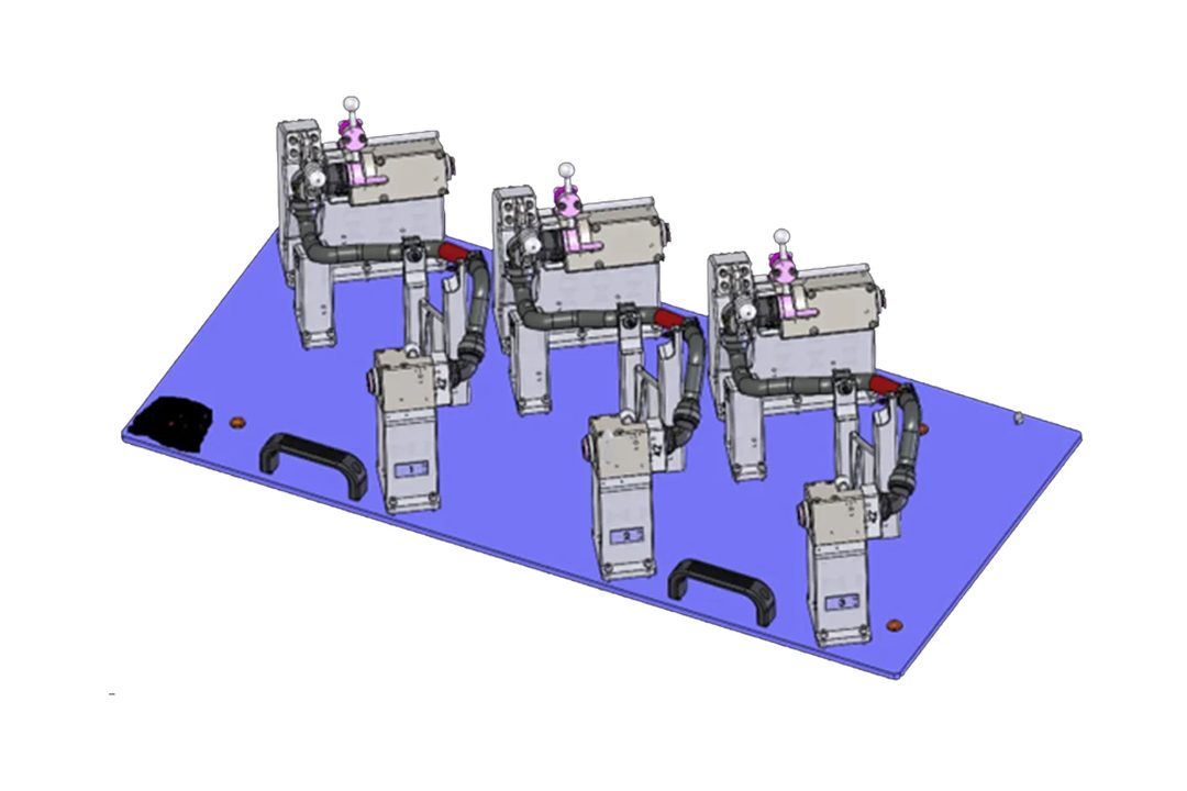 ILC Automation. Model 3D płyty z oprzyrządowaniem maszyny