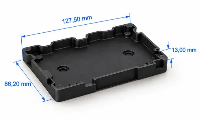Podstawa obudowy z ABS-ESD7, druk 3D FDM, przykładowa cena 188 zł za sztukę